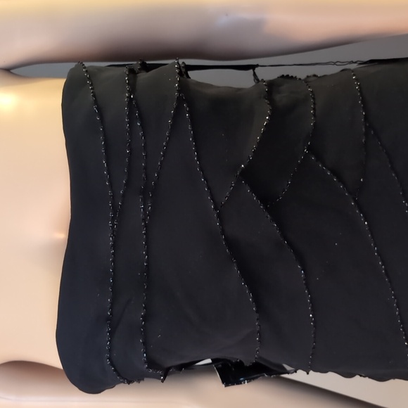NWT TERANI COUTURE 100 SILK & Beaded Black tiered ruffle cocktail dress gown 2 - Picture 3 of 16